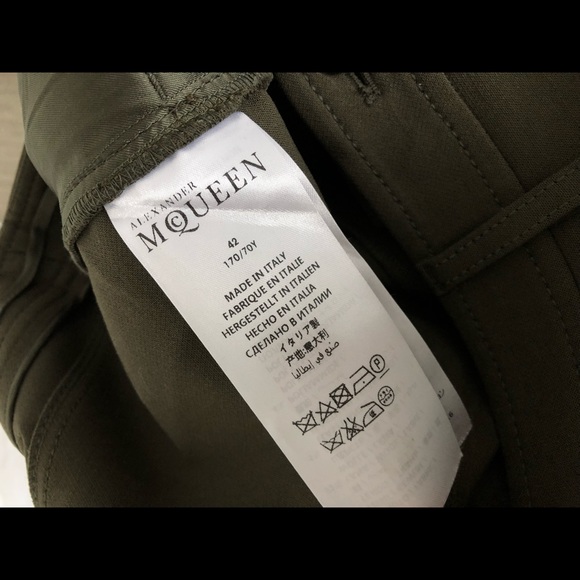 Alexander McQueen stretch khaki wool pants NWOT - Picture 6 of 8